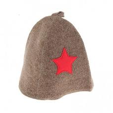 Шапка банная со звездой, войлок серый
