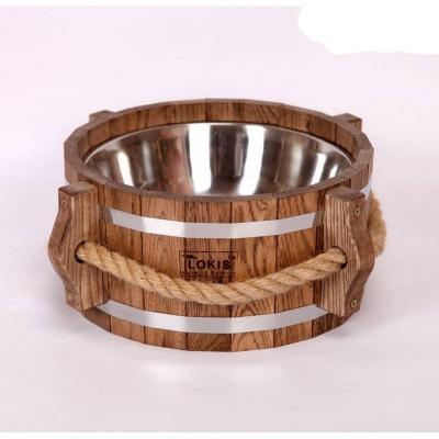 Шайка 5л. с нерж. вставкой, ручка канат (Дуб)